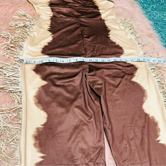 U Neck Cutout Wide Leg Side Fringed Sleeveless Jumpsuit-Brown/Tan - Picture 8 of 15